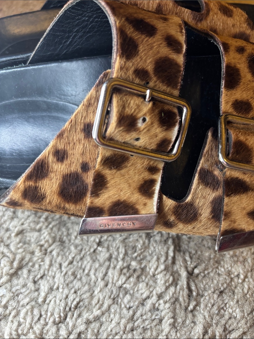 Givenchy Leopard Print Double-Buckle Slide Sandals - Women - Picture 2 of 5